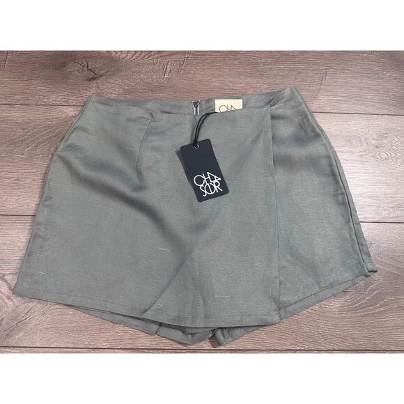 Chaser Sage Green Linen Asymmetrical Skort NWT S - Picture 2 of 13